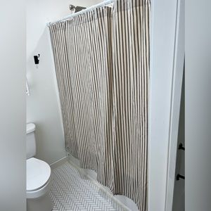 Pottery barn ticking stripe shower curtain